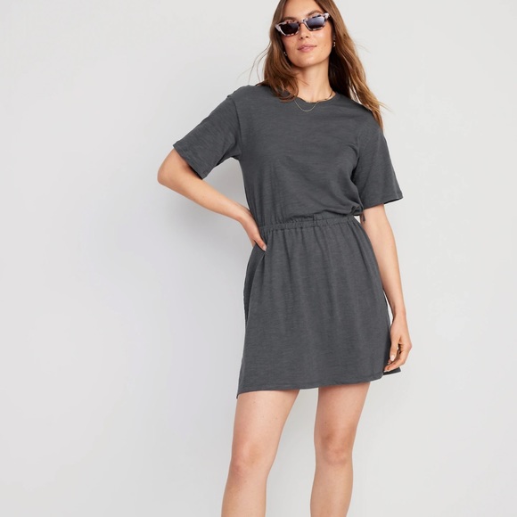 NWT OLD NAVY Waist-Defined Slub-Knit Mini Dress Color: Panther - Picture 1 of 10